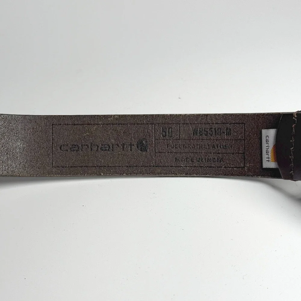 Carhartt Mens 50 Brown‎ Full Grain Leather Work Belt WB5510-M Gunmetal Buckle